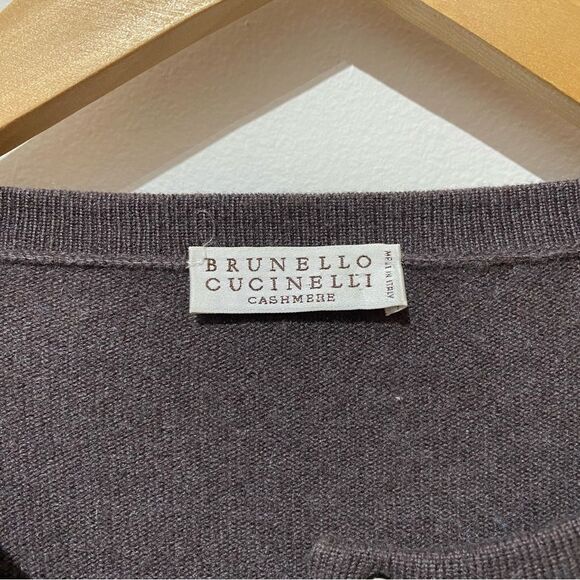 Brunello Cucinelli 100% Cashmere Colorblock 3/4 Sleeve Cardigan - Picture 3 of 9